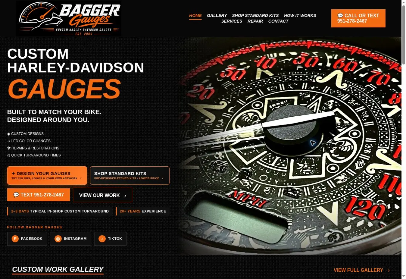 Bagger Gauges website homepage