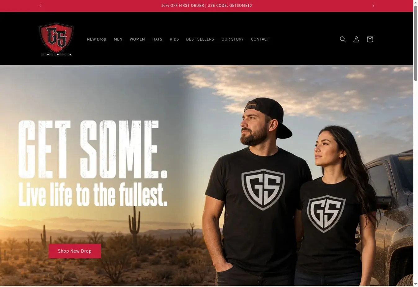 GetSome Clothing Company Shopify homepage